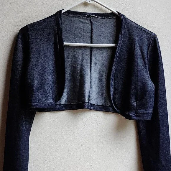 Dolce & Gabbana Navy Velure Cropped Shrug - Picture 5 of 14
